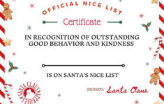Christmas Nice List Certificate From Santa - Free Printable To in Free Printable Nice List Certificate