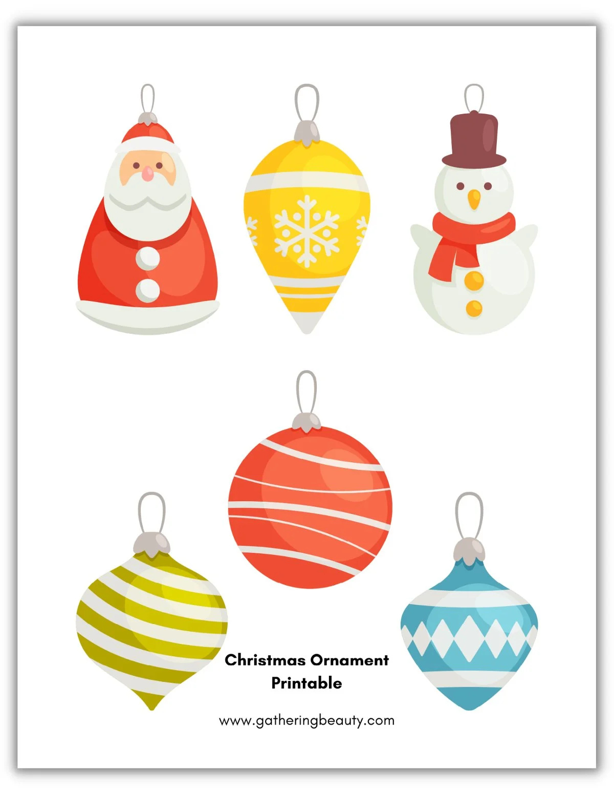 Christmas Ornament Printable — Gathering Beauty intended for Free Printable Christmas Cutouts Decorations