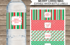 Christmas Water Bottle Labels Template - Red &amp; Green regarding Free Printable Water Bottle Labels For Christmas