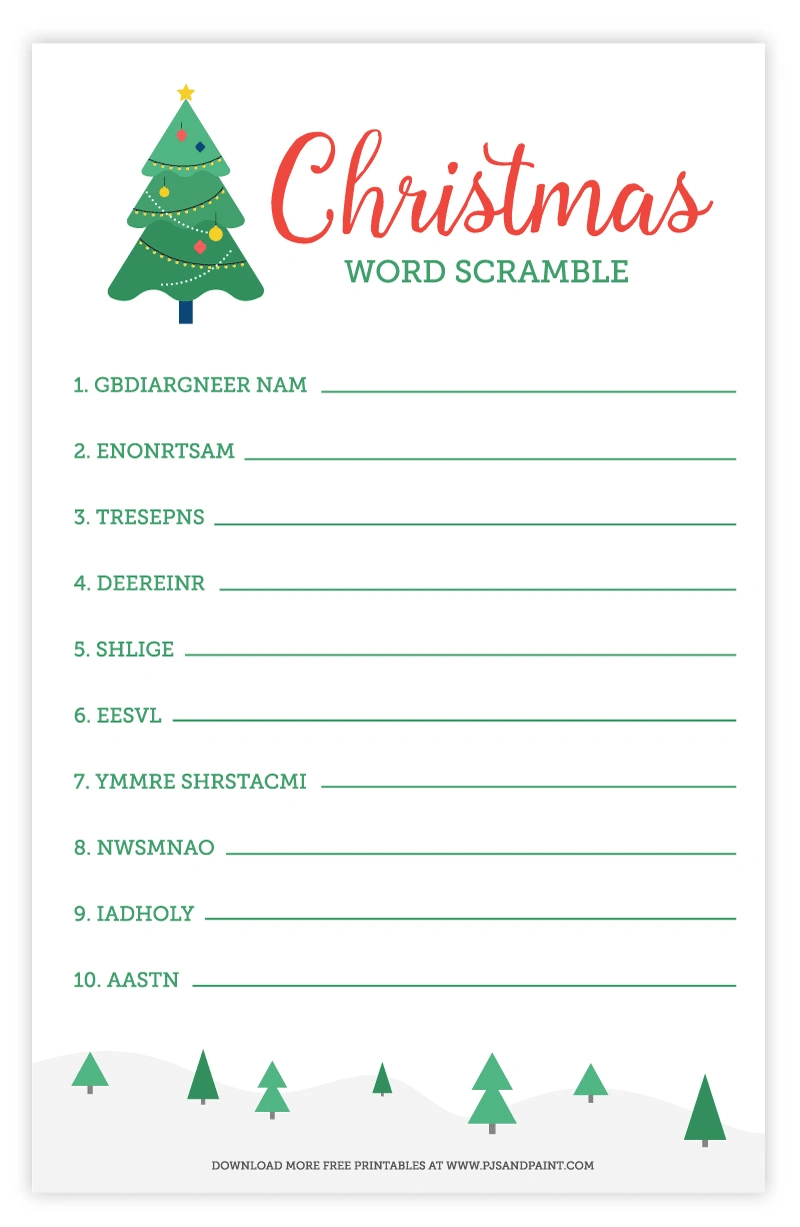 Christmas Word Scramble | Free Printable Christmas Activities with Free Printable Christmas Word Games