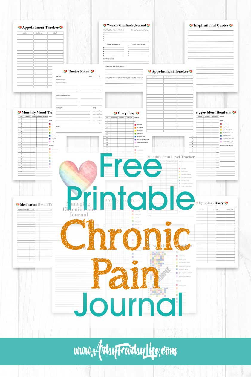 Chronic Pain Journal - Free Printable! · Artsy Fartsy Life throughout Free Printable Pain Diary Template