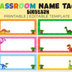 Classroom Name Tags Template Dinosaur | Editable | Printable Pertaining To Classroom Name Labels Printable