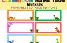 Classroom Name Tags Template Dinosaur | Editable | Printable pertaining to Classroom Name Labels Printable