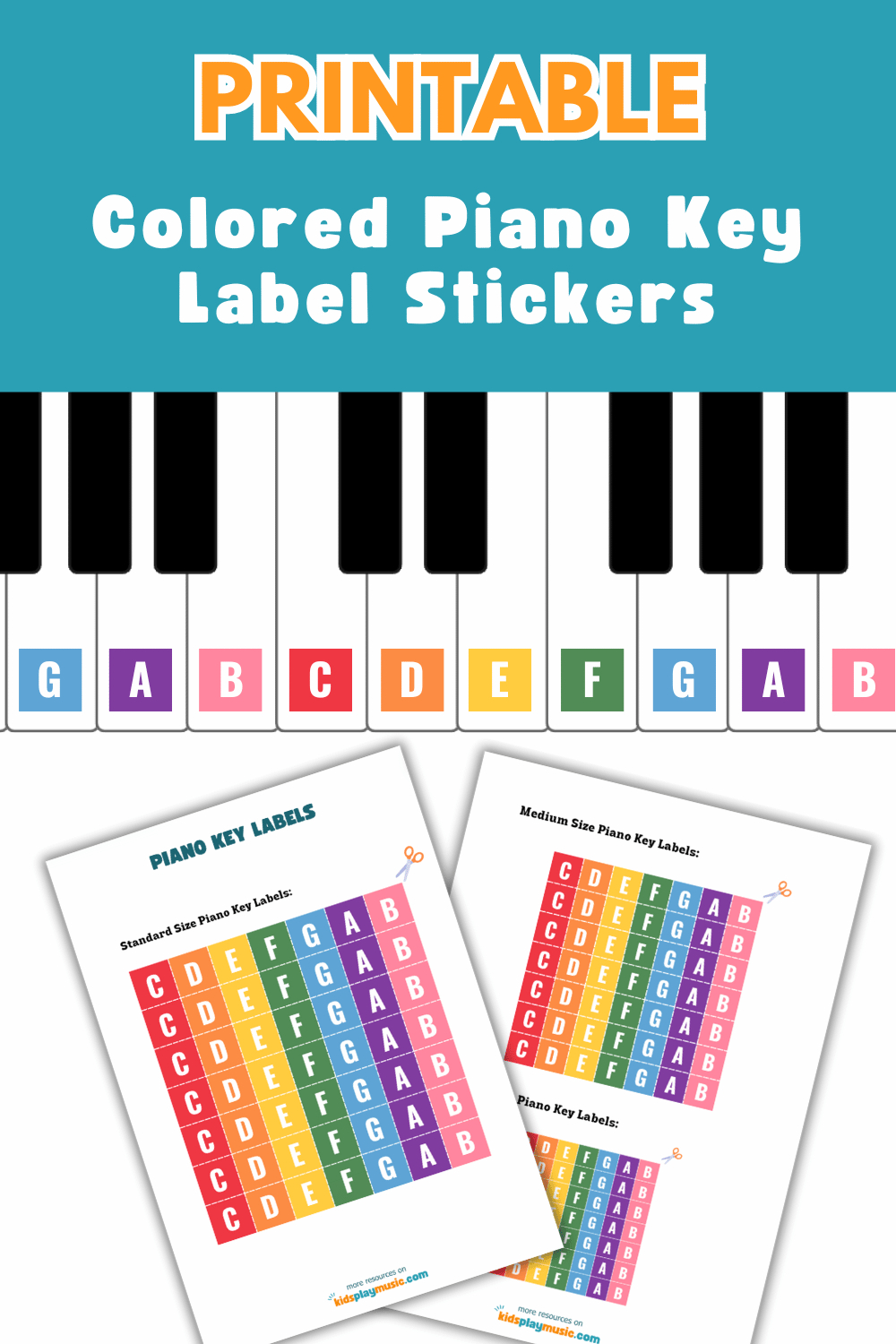 Colored Piano Key Labels Printable - Kidsplaymusic regarding Printable Piano Key Labels