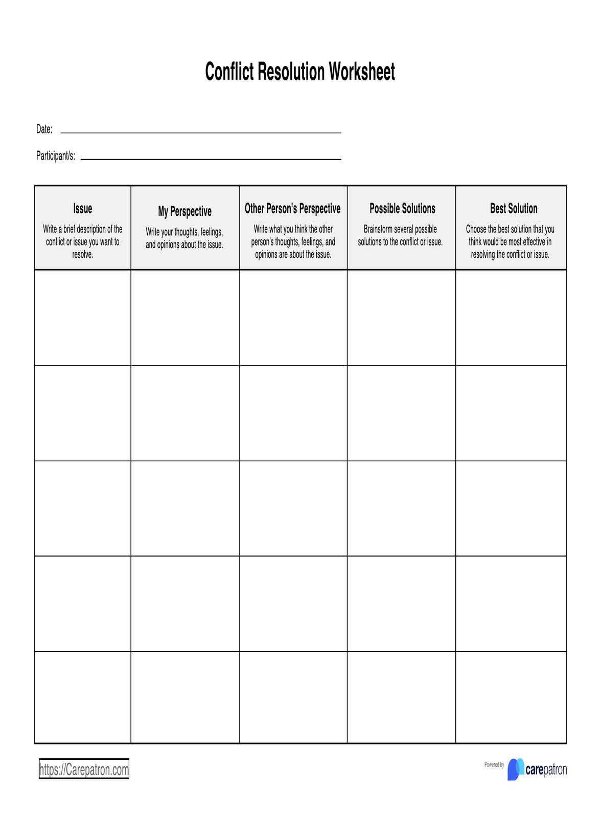 Conflict Resolution Worksheets within Free Printable Conflict Resolution Worksheets