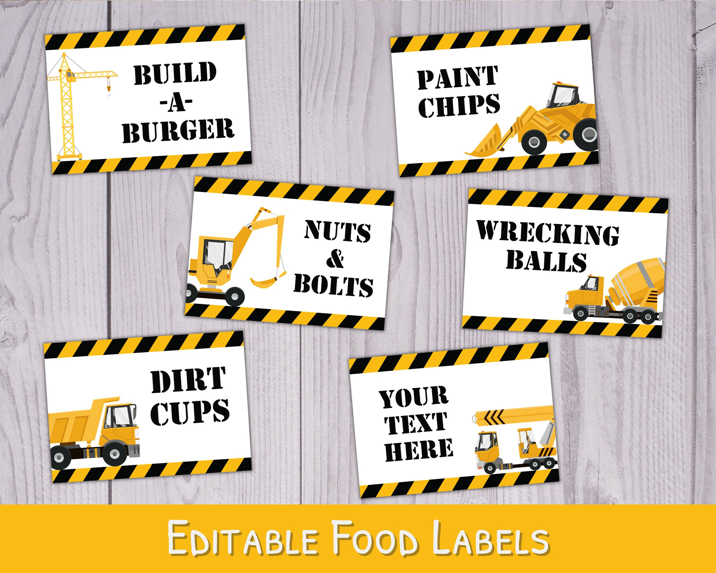 Construction Party Food Labels - Printable Construction Food Tent throughout Printable Food Labels For Party
