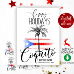 Coquito Happy Holidays Printable Gift Tag Label,Puerto Rican Regarding Free Printable Coquito Labels
