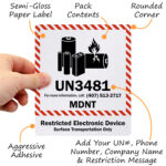 Custom Lithium Battery Mark Label   Add Un#, Company Info, Sku: Lb For Usps Lithium Battery Label Printable