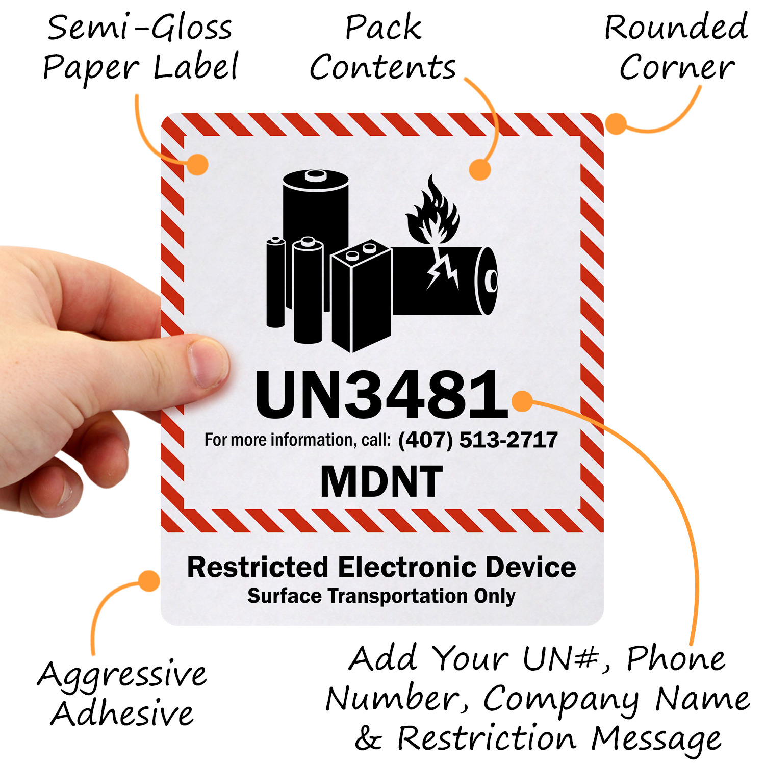 Custom Lithium Battery Mark Label - Add Un#, Company Info, Sku: Lb for Usps Lithium Battery Label Printable