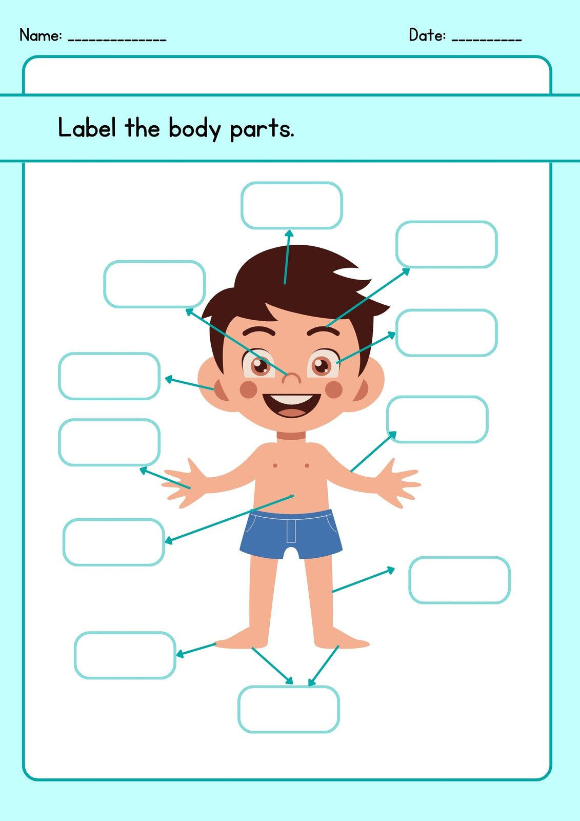 Customize 72+ Body Parts Worksheets Templates Online - Canva pertaining to Free Printable Label Body Parts