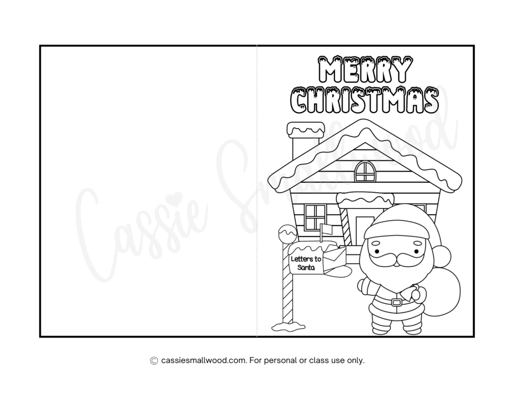 Cute Christmas Cards To Color - Cassie Smallwood inside Free Printable Foldable Coloring Printable Christmas Cards