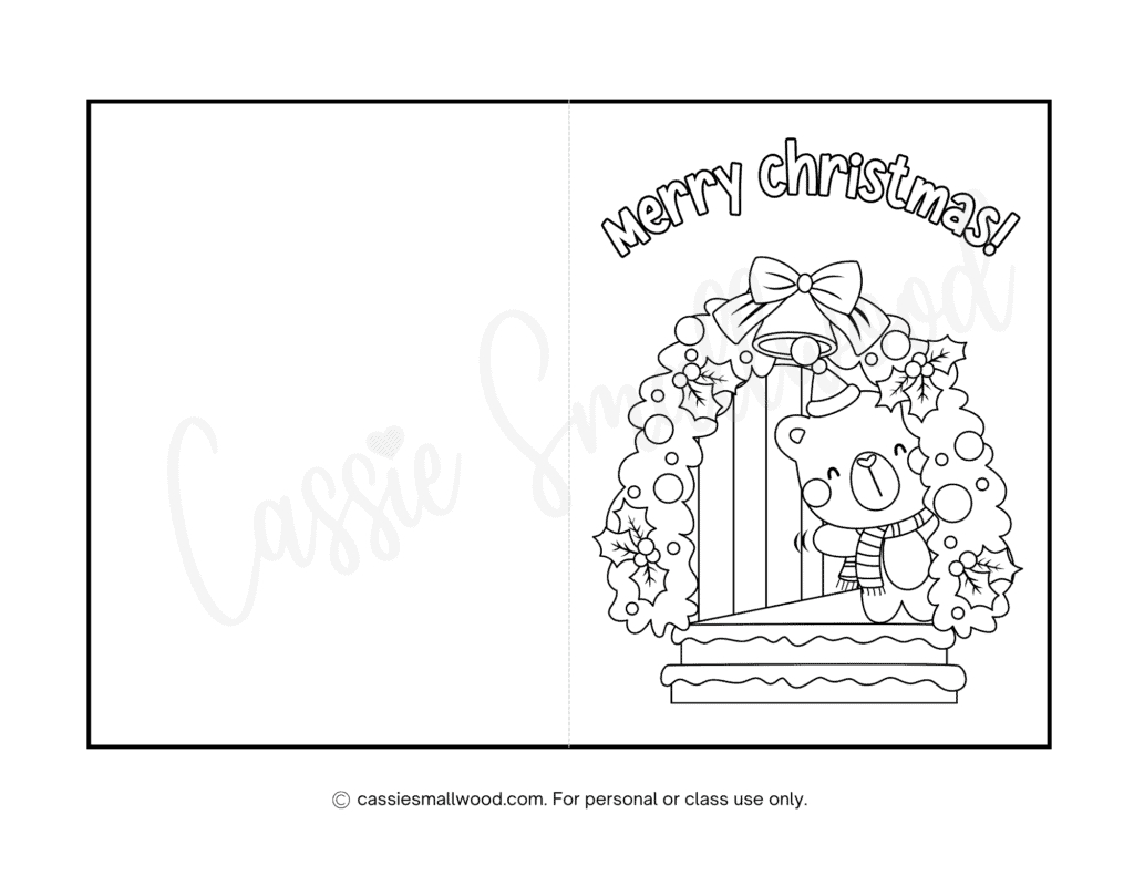 Cute Christmas Cards To Color - Cassie Smallwood regarding Free Printable Foldable Coloring Printable Christmas Cards