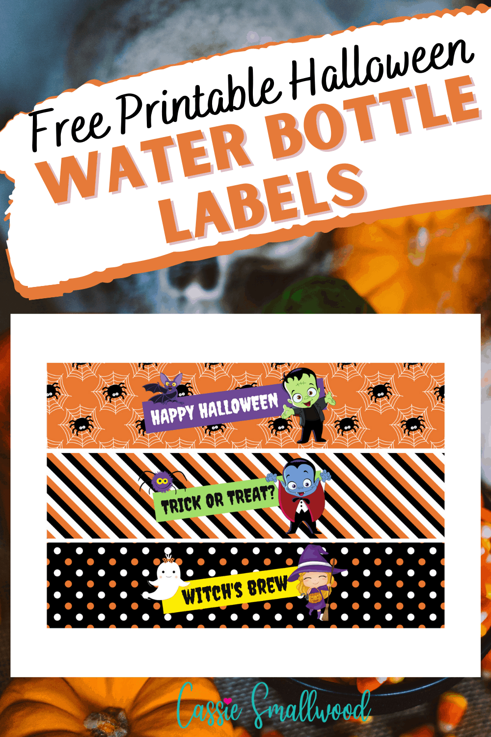 Cute Halloween Water Bottle Labels (Free Printable) - Cassie Smallwood within Halloween Water Bottle Labels Printable Free