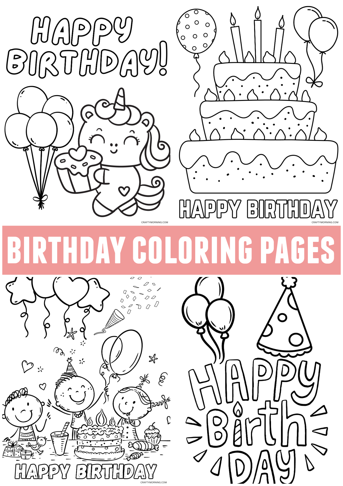 Cute Happy Birthday Coloring Pages - Crafty Morning for Free Printable Coloring Cards For Birthdays