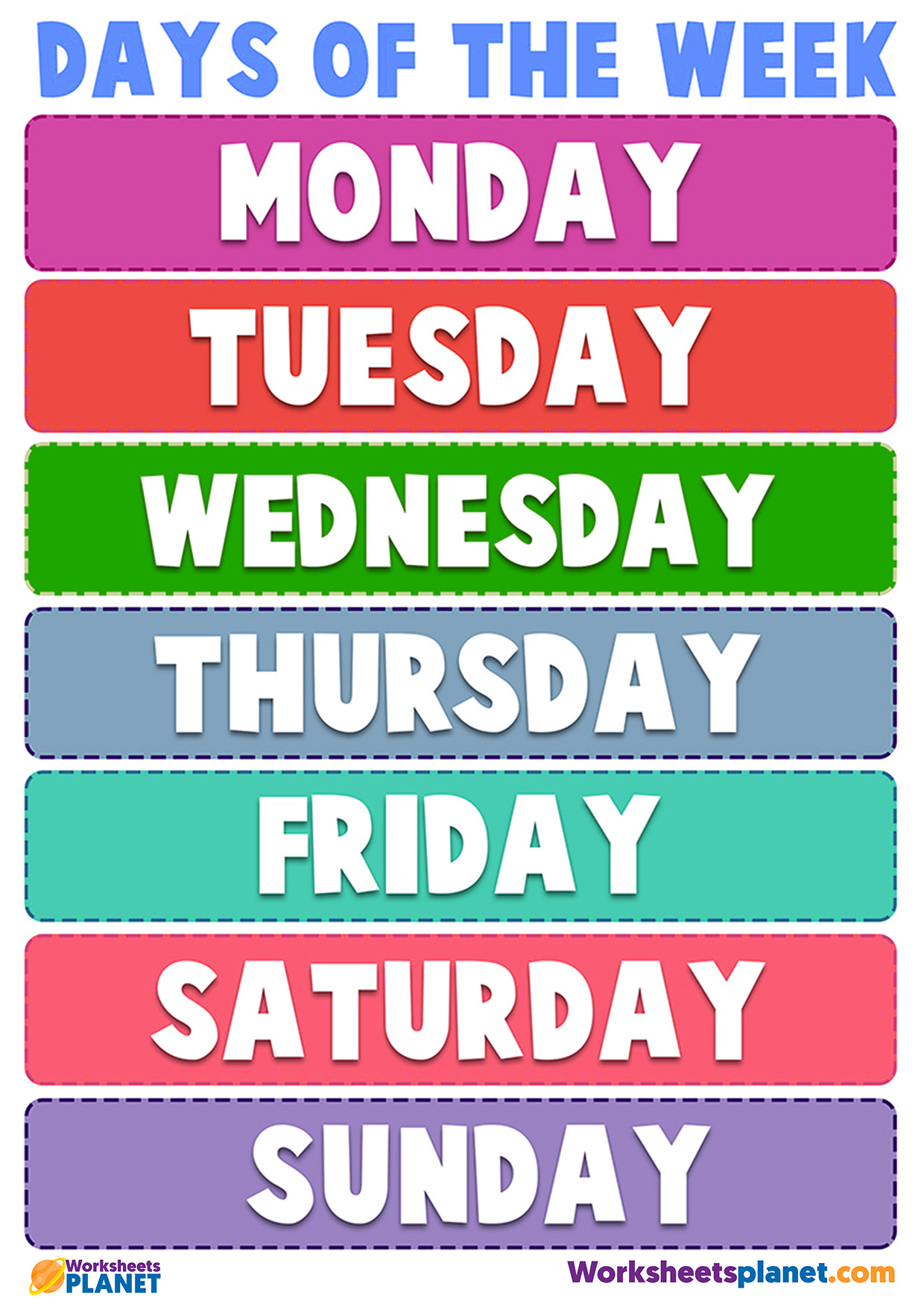 Days Of The Week | Display Poster | Esl Teaching Resources regarding Free Printable Days Of The Week Poster