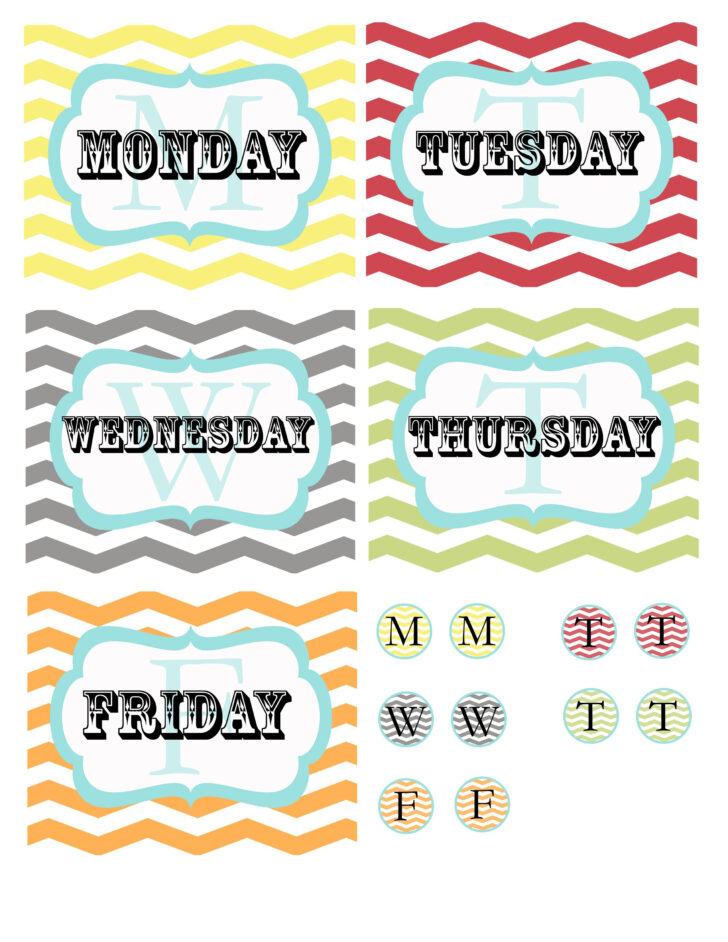 Days of The Week Labels Printable Free