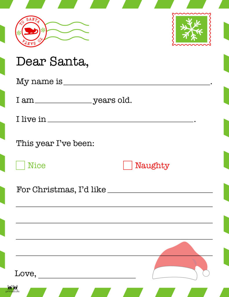Dear Santa Letter Printables - Free | Printabulls for Free Printable Santa Letter Templates