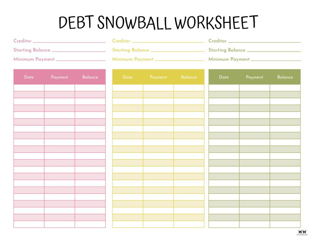 Debt Trackers &amp;amp; Debt Snowball Worksheets - 35 Pages | Printabulls throughout Free Printable Debt Snowball Worksheet