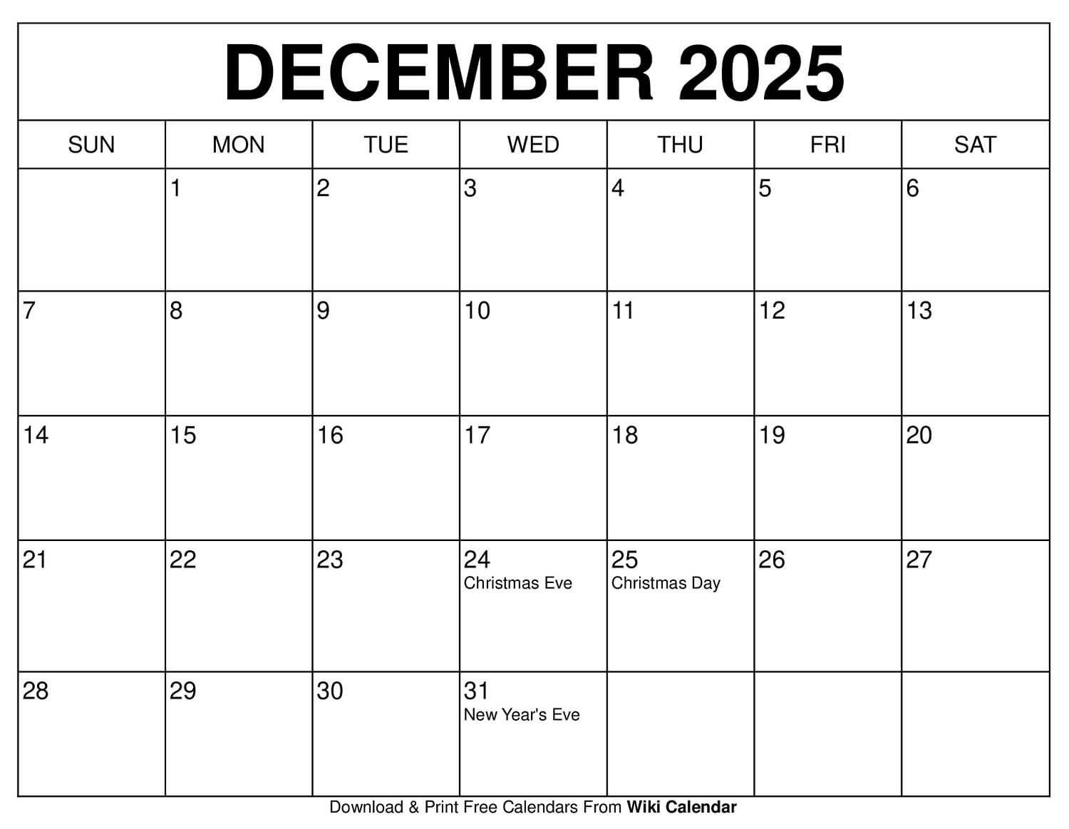 December 2025 Calendar - Printable Templates &amp;amp; More pertaining to Free Printable December 2025 Calendar