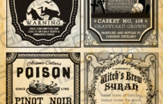 Digital Vintage Halloween Witch Red Wine Labels Halloween Bottle throughout Printable Bottle Labels For Halloween