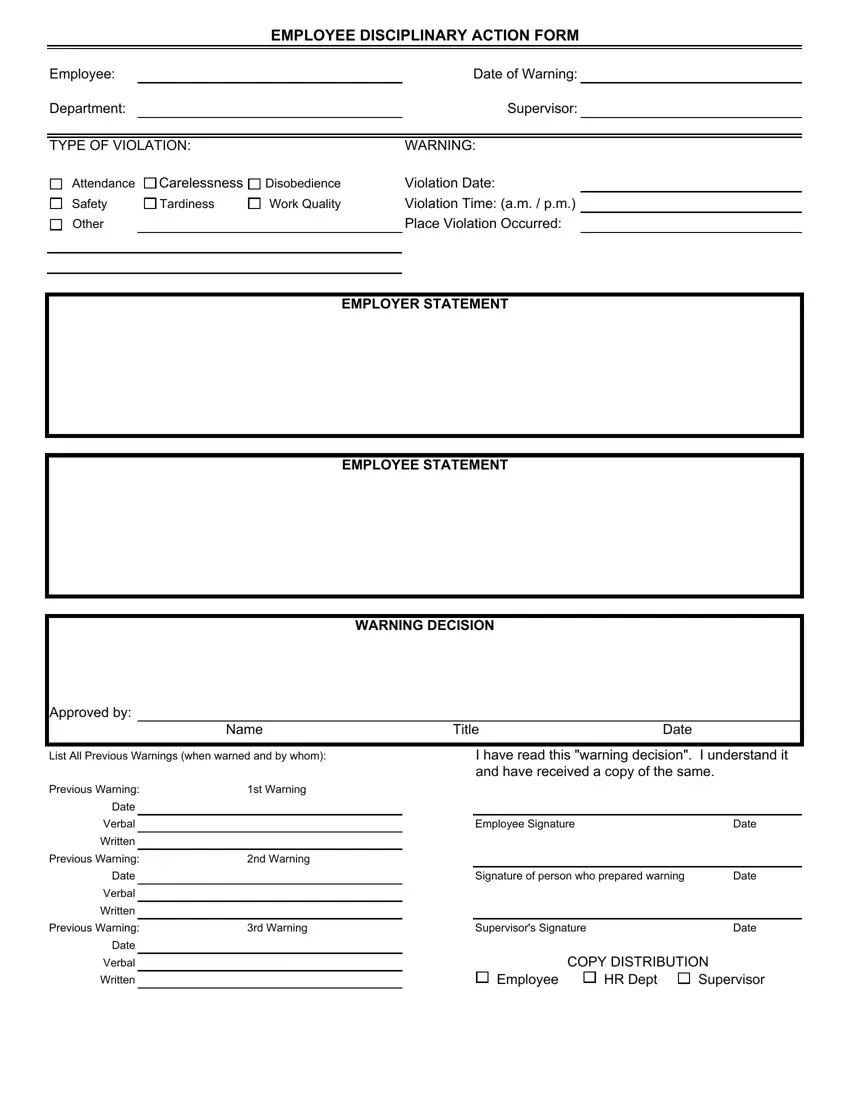 Disciplinary Action Form ≡ Fill Out Printable Pdf Forms Online regarding Free Printable Disciplinary Action Form