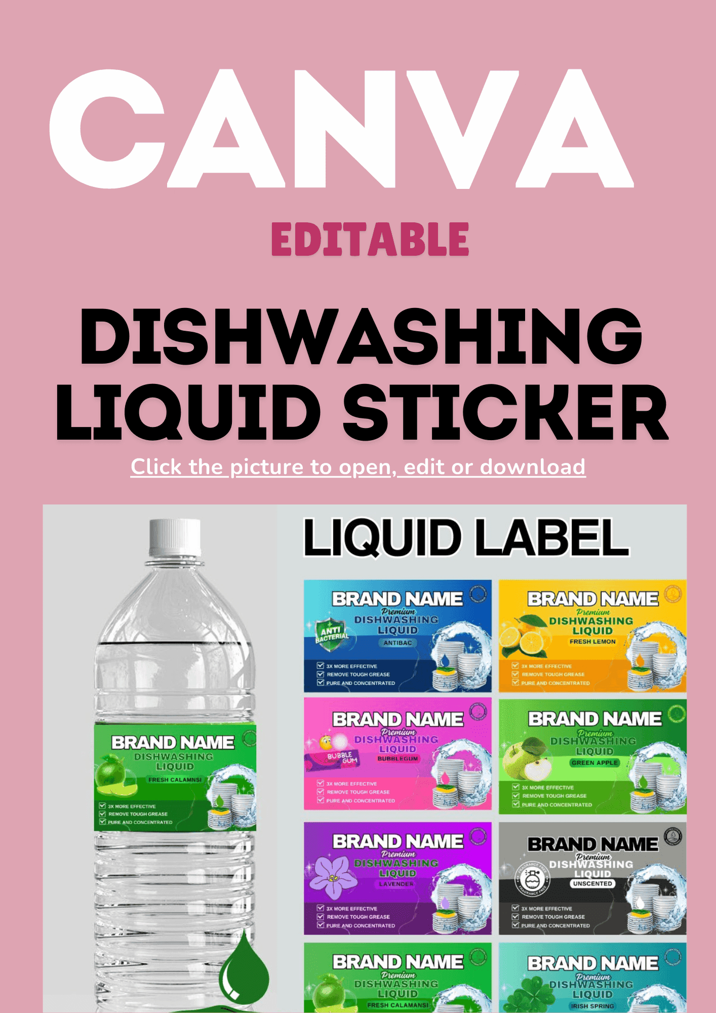 Dishwashing Liquid Label Template I Editable Templates In Canva pertaining to Printable Label For Dishwashing Liquid
