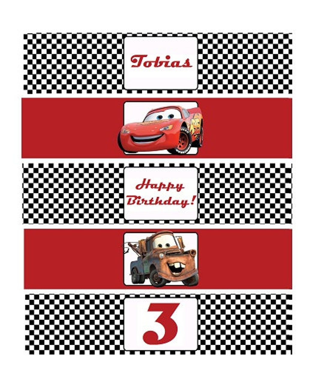 Disney Cars Birthday Water Bottle Printable - Personalized - Etsy for Printable Disney Cars Label