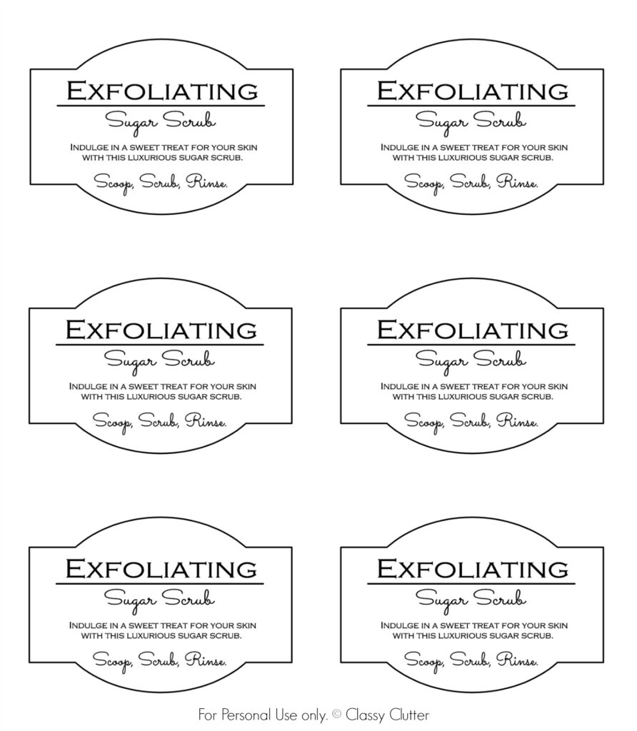Sugar Scrub Printable Label Printable Labels