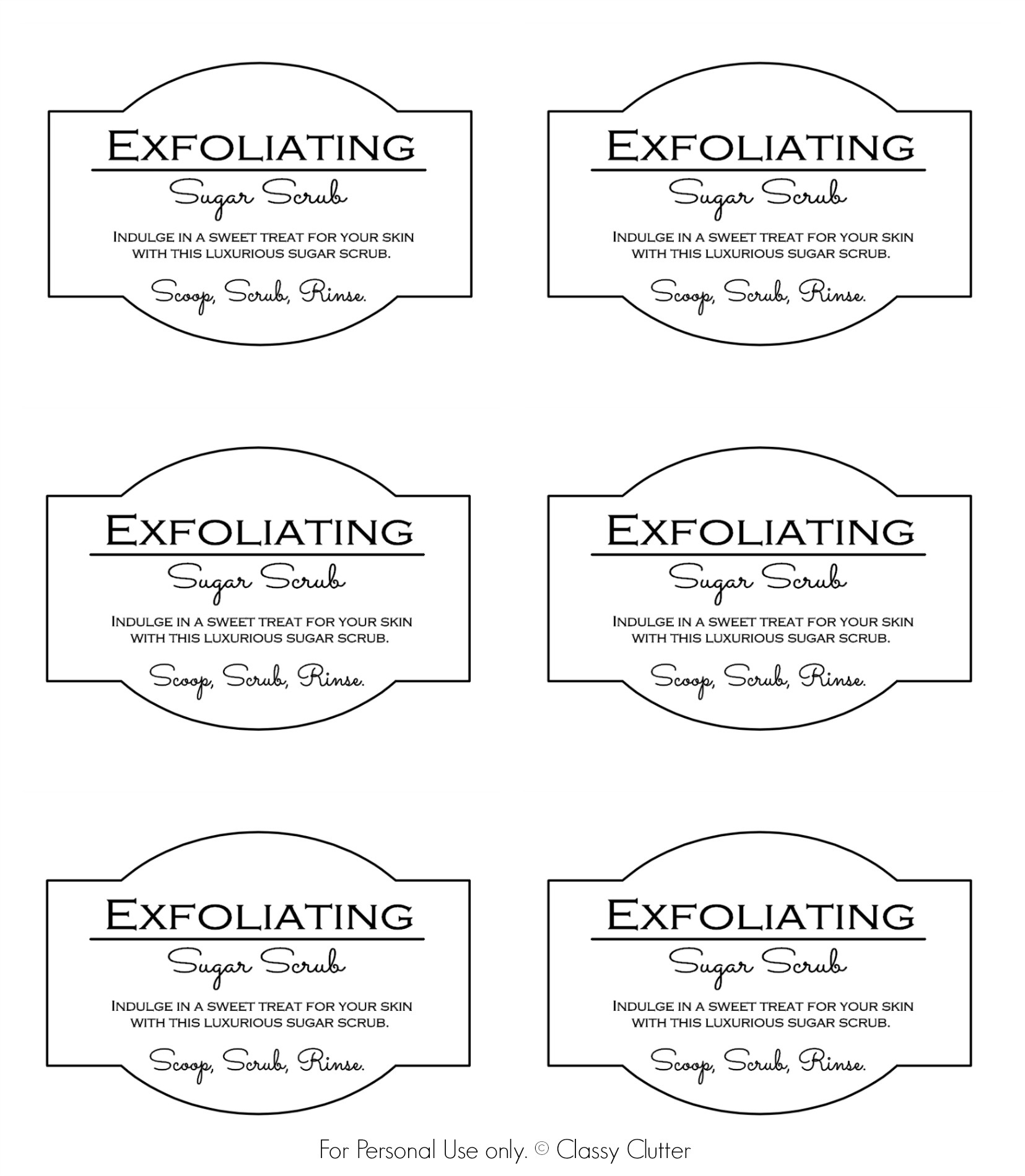 Diy Sugar Scrub Recipe inside Sugar Scrub Printable Label