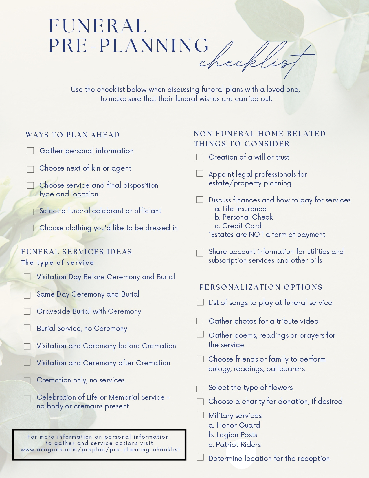 Download Our Free Funeral Pre-Planning Checklist Here inside Free Printable Funeral Planning Guide