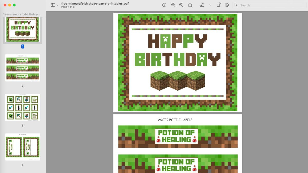 Download These Awesome Free Minecraft Party Printables! | Catch My regarding Free Printable Minecraft Birthday Cards