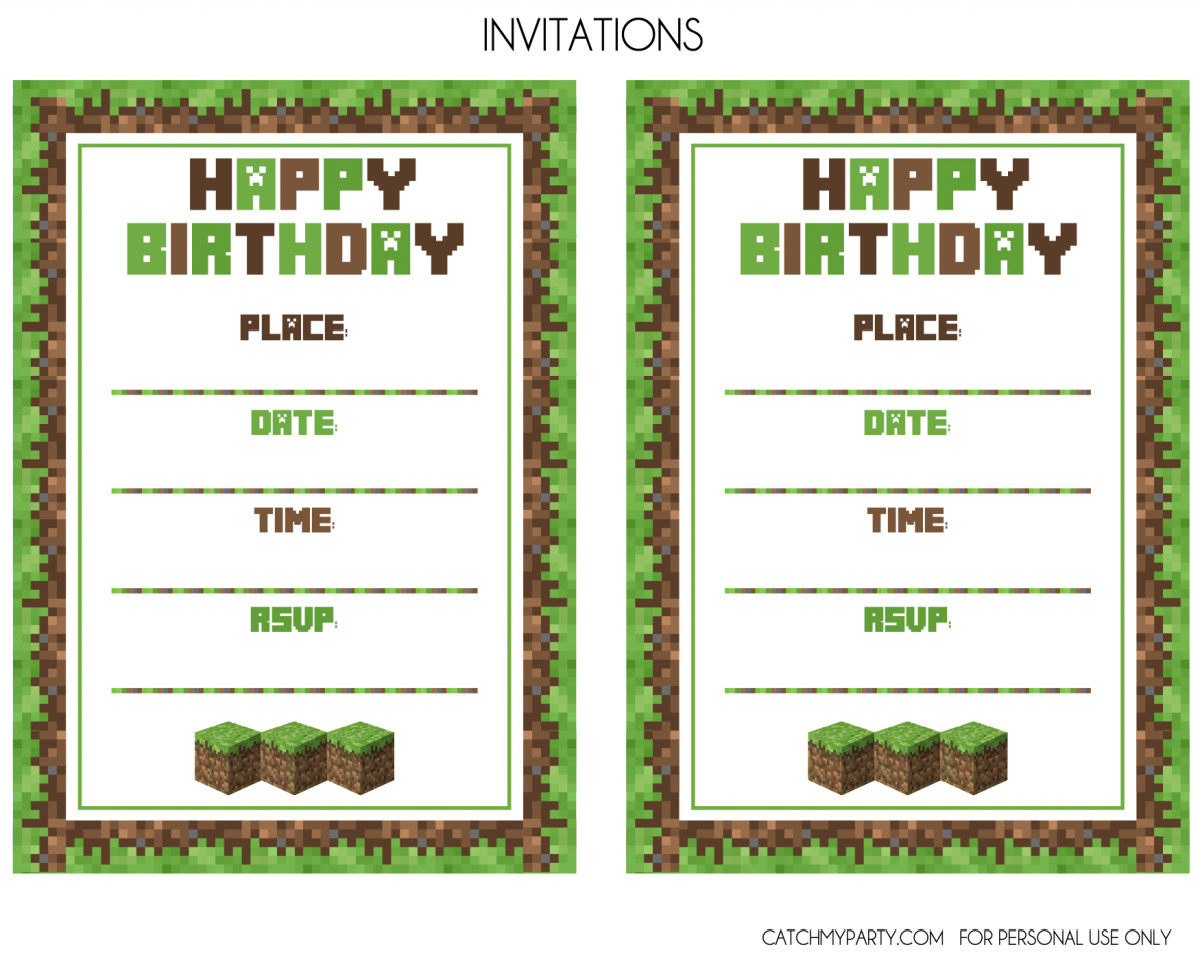 Download These Awesome Free Minecraft Party Printables! | Catch My with regard to Free Printable Minecraft Birthday Cards