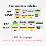 Druckbare Yard Sale Schilder | Druckbare Garage Sale Schilder | Garage Sale  Poster | Yard Sale Schilder Und Flyer Bündel Intended For Garage Sale Labels Printable
