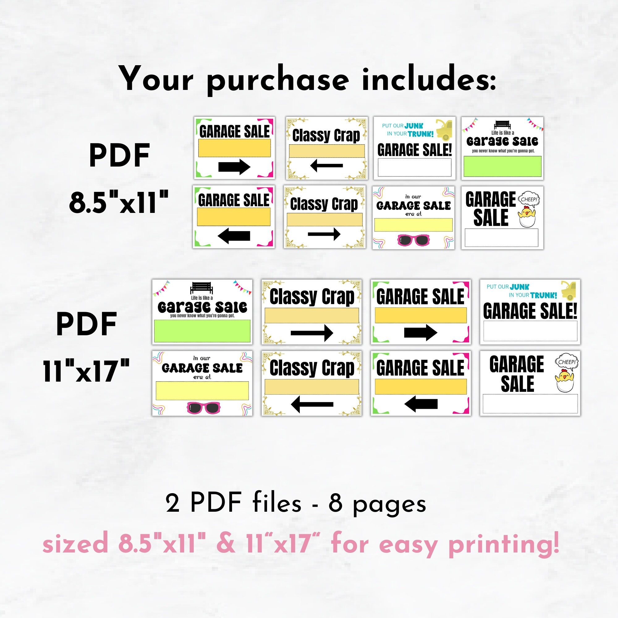Druckbare Yard Sale Schilder | Druckbare Garage Sale Schilder | Garage Sale Poster | Yard Sale Schilder Und Flyer Bündel intended for Garage Sale Labels Printable