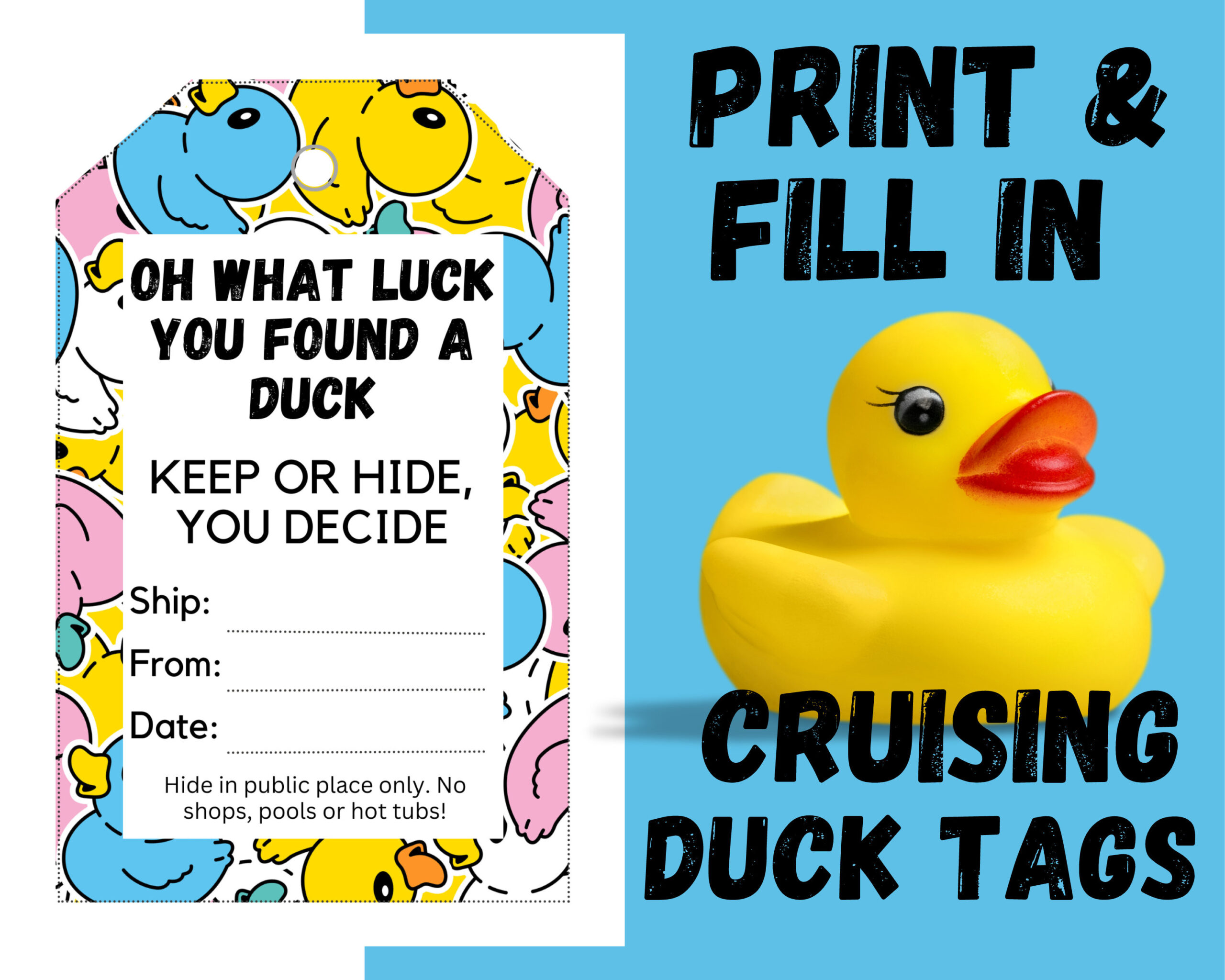 Duck Tags | Kreuzende Enten | Rubber Duck Tag | Cruising Duck in Free Printable Cruising Duck Tags