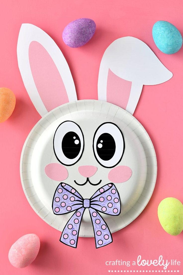 Easter Bunny Paper Plate Craft With Free Printable with regard to Free Printable Bunny Face Template
