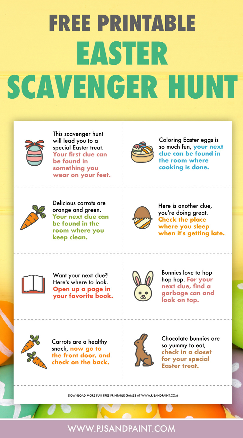 Easter Scavenger Hunt For Kids - Free Printable Game - Pjs And Paint regarding Free Printable Easter Scavenger Hunt