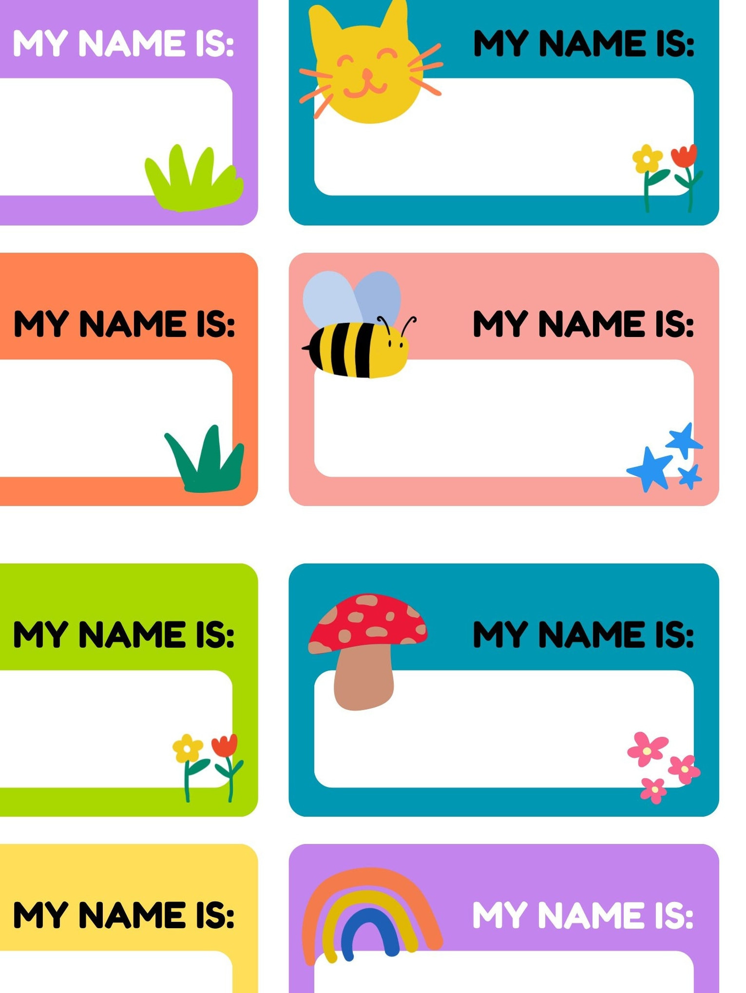 Editable Canva Name Tags Printable Name Tags Kids Party Name Tags inside Preschool Name Labels Printable