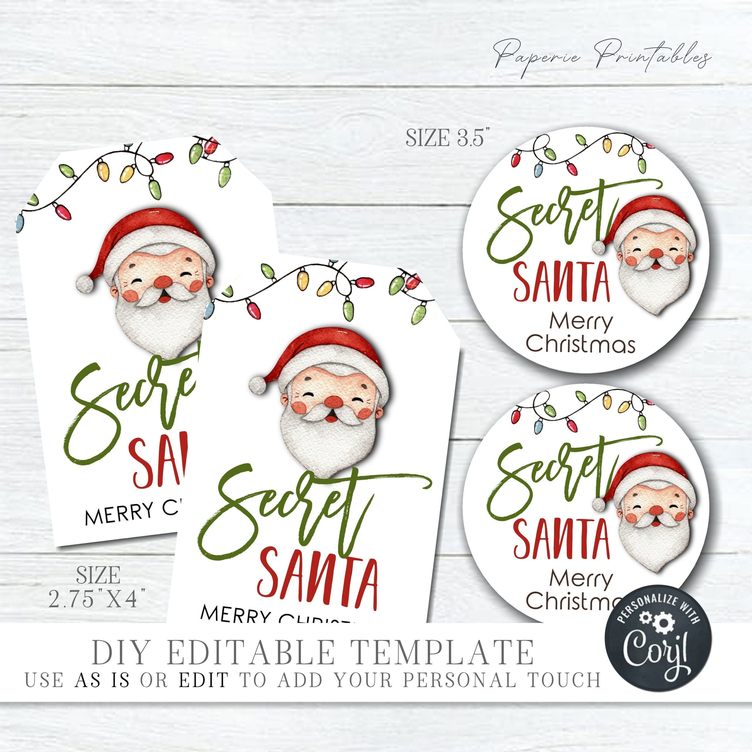 Editable Christmas Gift Tags, Secret Santa Christmas Gift Tags inside Secret Santa Labels Printable