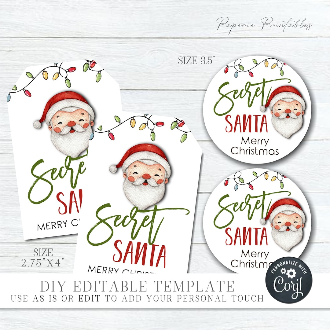Editable Christmas Gift Tags, Secret Santa Christmas Gift Tags, Secret Santa Label, Diy Santa Gift Tags - Printable-Edit With Corjl - #Ct14 - Etsy.de pertaining to Santa Gift Labels Printable