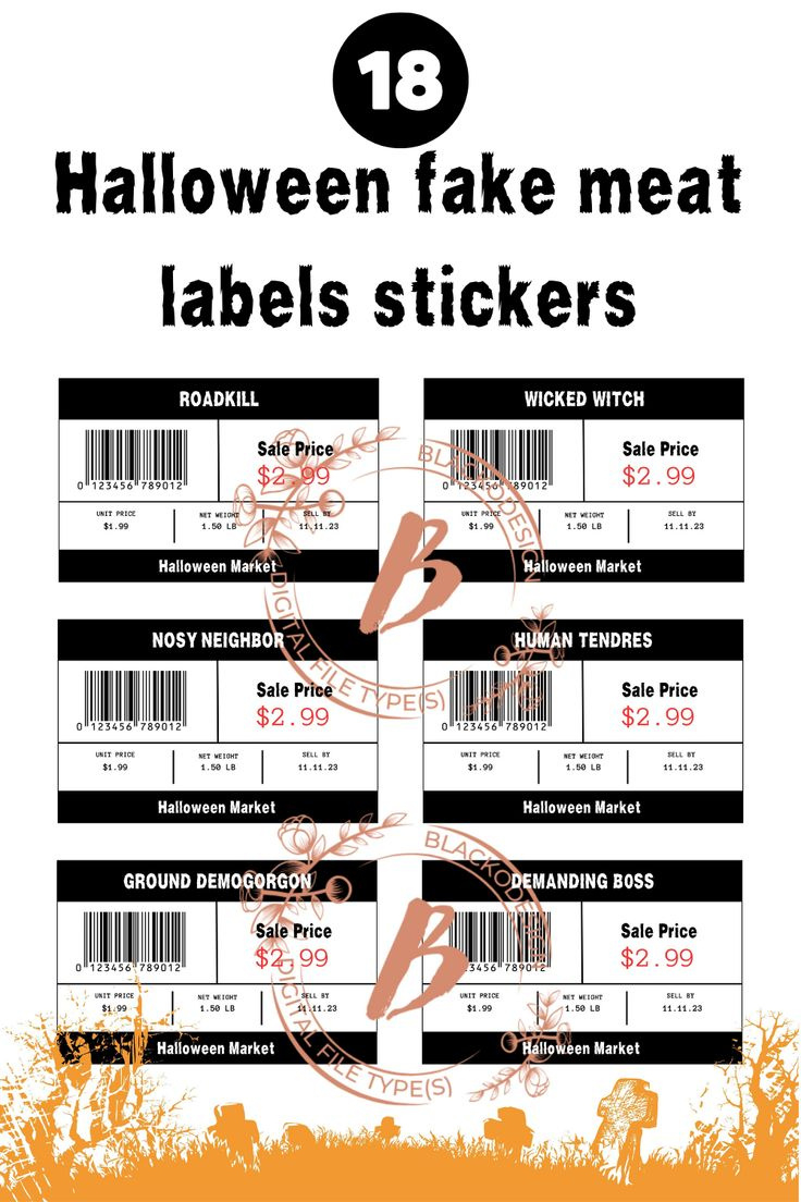 Editable Halloween Meat Labels, Fake Meat Label, Halloween Treat pertaining to Printable Halloween Meat Labels