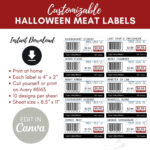 Editable Halloween Meat Labels: Funny Food Stickers (Instant Regarding Free Printable Meat Label Template