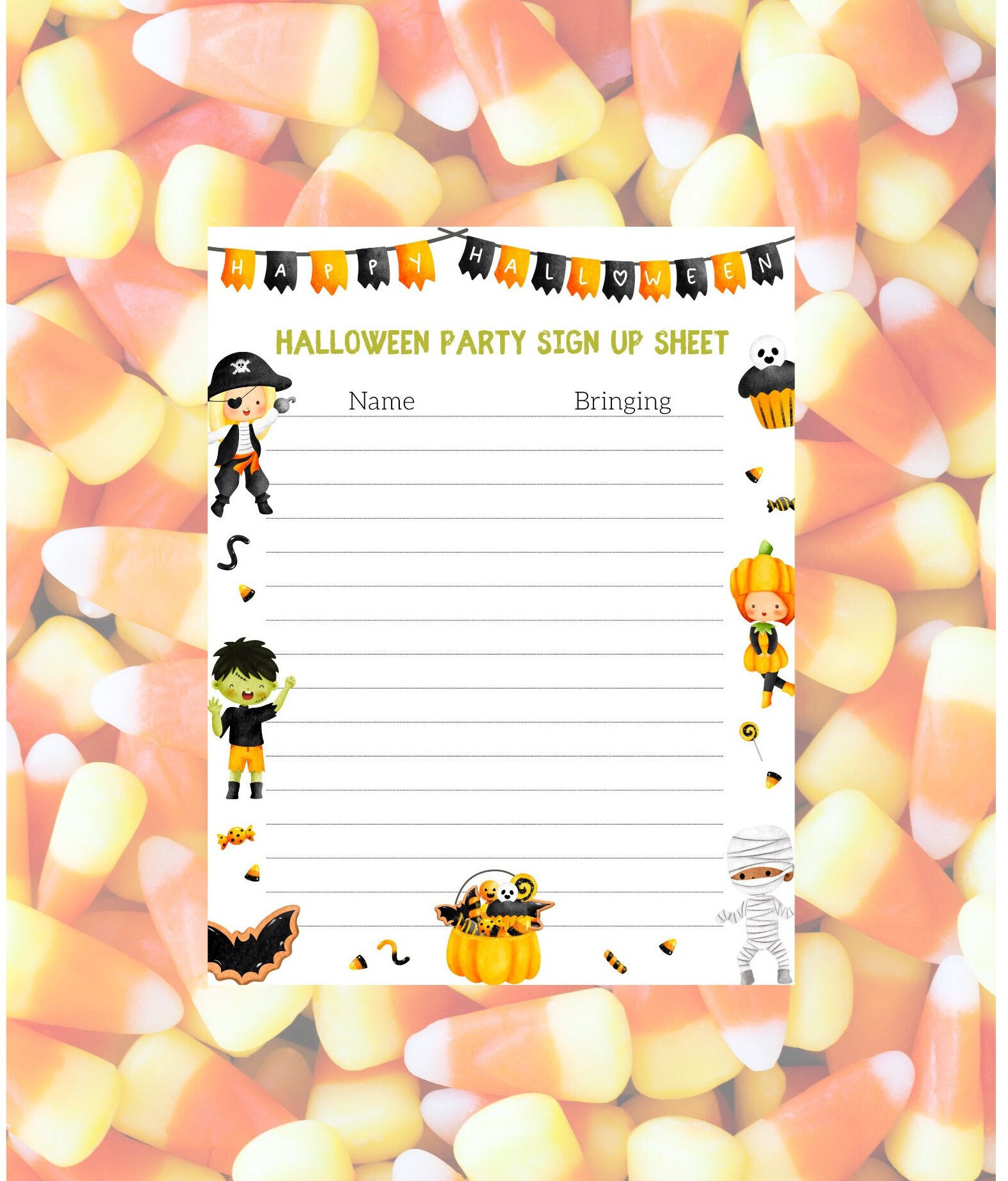 Editable Halloween Party Sign Up Sheet - Etsy throughout Free Printable Halloween Party Sign Up Sheet