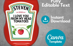 Editable Ketchup Label Template, Custom Tomato Ketchup Sauce in Heinz Ketchup Label Printable