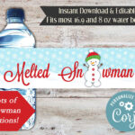 Editable Melted Snowman Water Bottle Labels, Melted Snowman Water For Melted Snowman Water Bottle Labels Free Printable