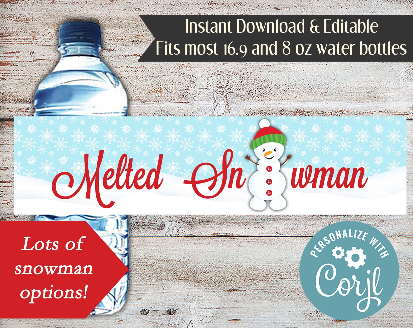 Editable Melted Snowman Water Bottle Labels, Melted Snowman Water for Melted Snowman Water Bottle Labels Free Printable