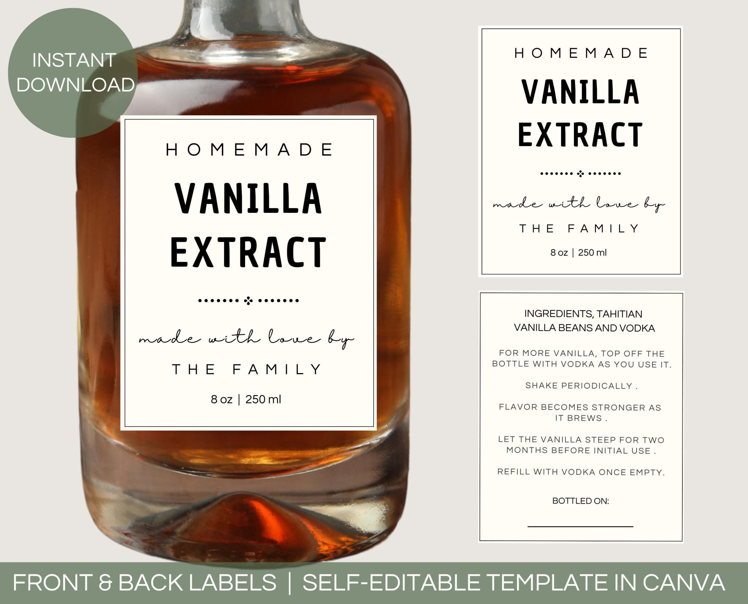 Editable Vanilla Extract Label Template: Printable Gift Label within Printable Vanilla Extract Labels