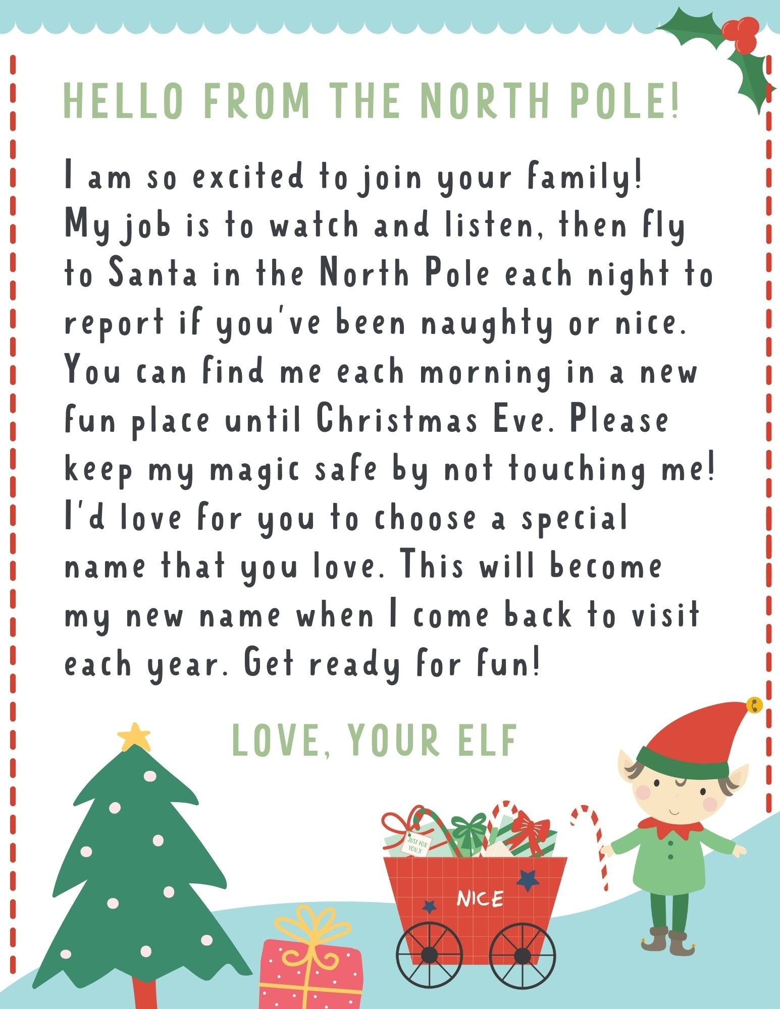 Elf On The Shelf Letter {4 Free Printables!} - Make Life Lovely with regard to Free Printable Elf On The Shelf Welcome Back Letter