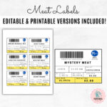 Fake Meat Label Template | Editable Road Kill Butcher Labels Pertaining To Free Printable Meat Label Template
