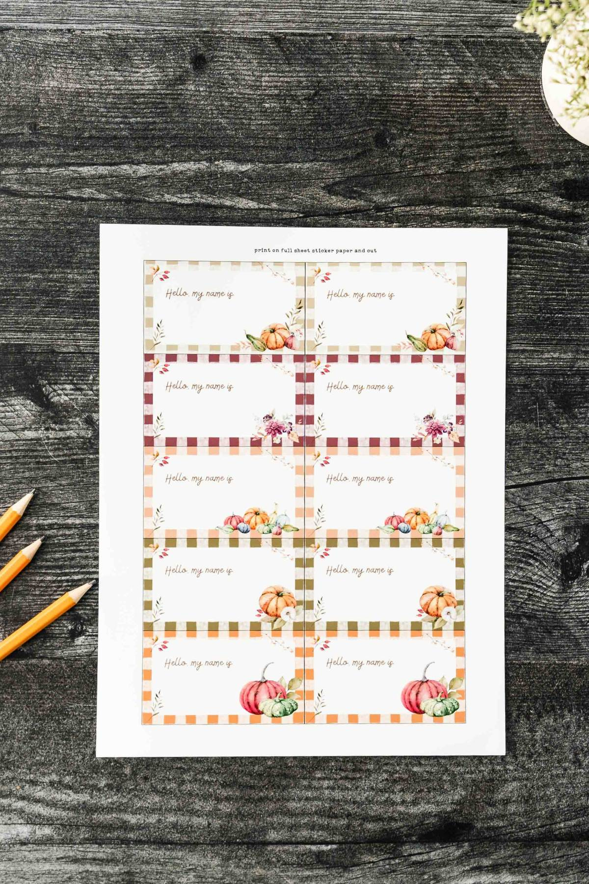 Fall Name Tags (A Pretty Free Printable) pertaining to Name Labels Free Printable